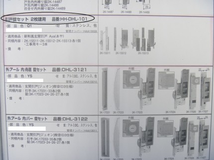 鍵ｾｯﾄ　ＹＫＫ　Ａｙａ錠セット１式